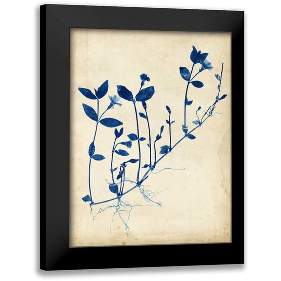 Vision Studio 12x14 Black Modern Framed Museum Art Print Titled - Indigo Leaf Study II