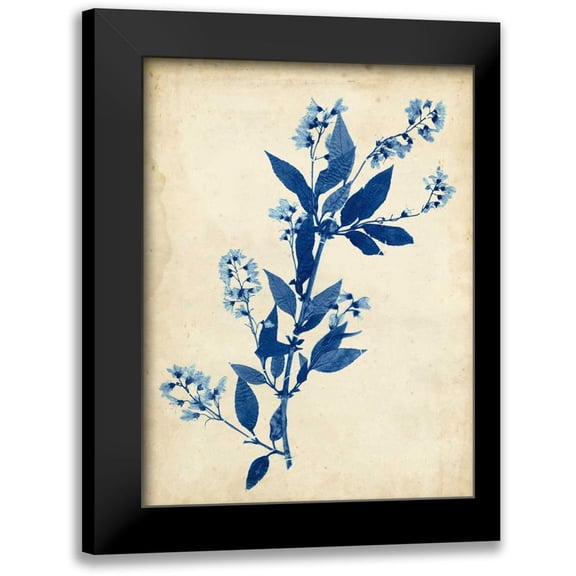 Vision Studio 12x14 Black Modern Framed Museum Art Print Titled - Indigo Leaf Study I