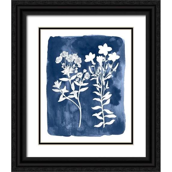 Vision Studio 12x14 Black Ornate Wood Framed with Double Matting Museum Art Print Titled - Botanical Inverse II