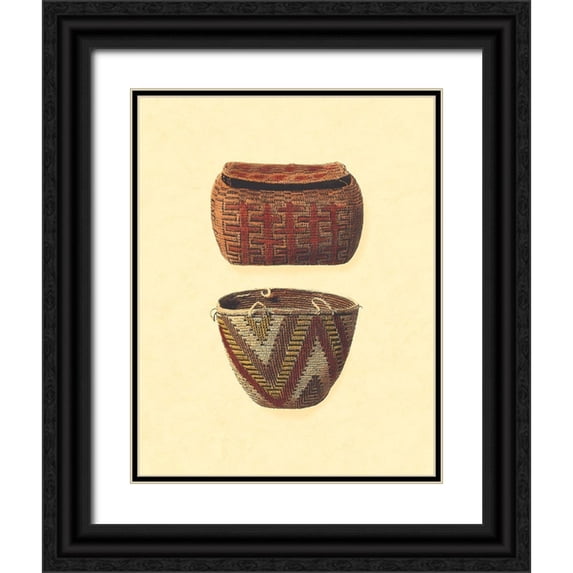 Vision Studio 12x14 Black Ornate Wood Framed with Double Matting Museum Art Print Titled - Hand Woven Baskets I