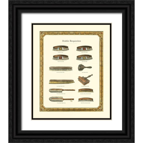 Vision Studio 12x14 Black Ornate Wood Framed with Double Matting Museum Art Print Titled - Stable Requisites
