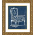 thumbnail image 1 of Vision Studio  12x14 Gold Ornate Wood Framed with Double Matting Museum Art Print Titled - Antique Chair Blueprint I, 1 of 4