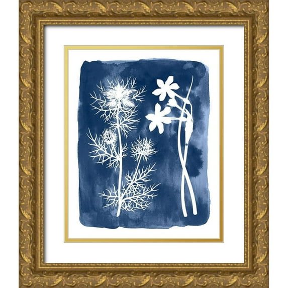 Vision Studio 12x14 Gold Ornate Wood Framed with Double Matting Museum Art Print Titled - Botanical Inverse III
