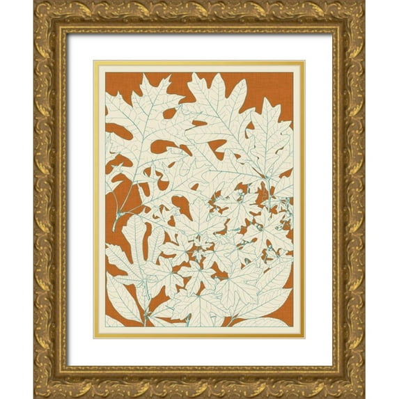 Vision Studio 12x14 Gold Ornate Wood Framed with Double Matting Museum Art Print Titled - Leaves from Nature II
