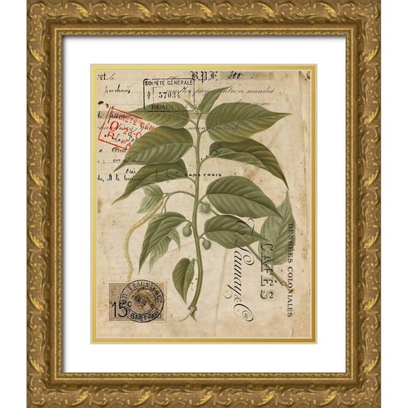 Vision Studio 12x14 Gold Ornate Wood Framed with Double Matting Museum Art Print Titled - Vintage Natures Greenery II