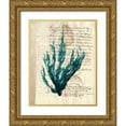 thumbnail image 1 of Vision Studio 12x14 Gold Ornate Wood Framed with Double Matting Museum Art Print Titled - Vintage Teal Seaweed II, 1 of 4