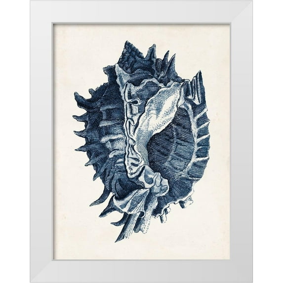 Vision Studio 12x14 White Modern Wood Framed Museum Art Print Titled - Coastal Collection in Indigo I