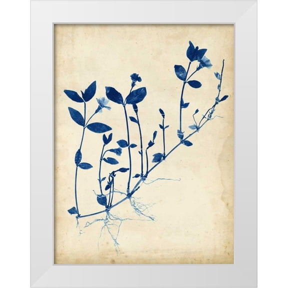 Vision Studio 12x14 White Modern Wood Framed Museum Art Print Titled - Indigo Leaf Study II