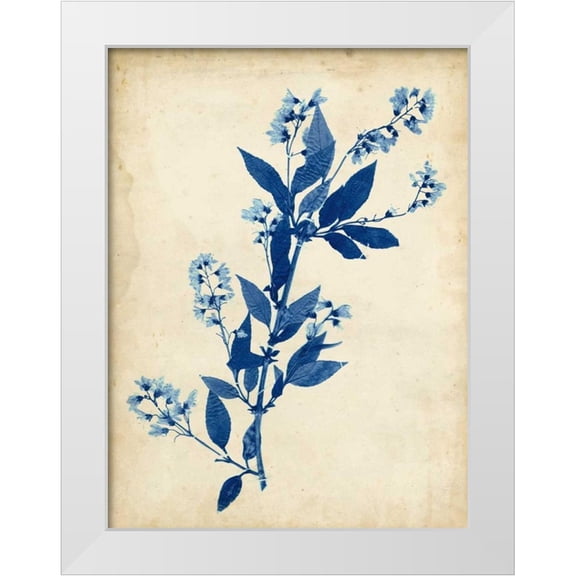 Vision Studio 12x14 White Modern Wood Framed Museum Art Print Titled - Indigo Leaf Study I