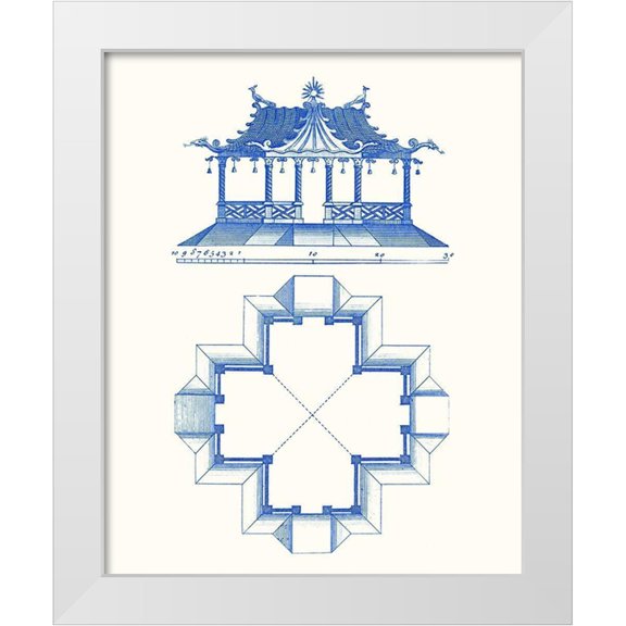 Vision Studio 12x14 White Modern Wood Framed Museum Art Print Titled - Pagoda Design II