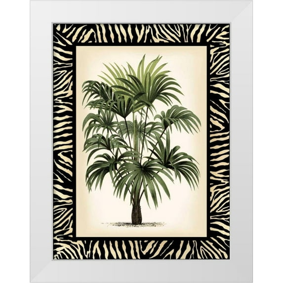 Vision Studio 12x14 White Modern Wood Framed Museum Art Print Titled - Small Palm in Zebra Border I