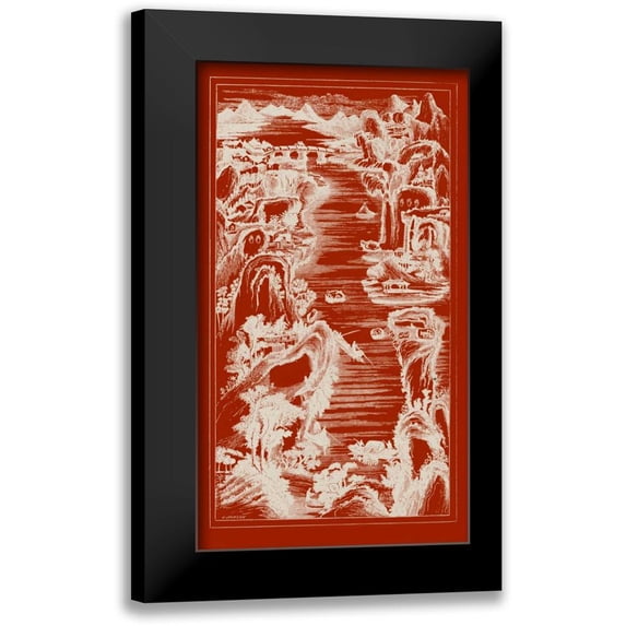 Vision Studio 12x18 Black Modern Framed Museum Art Print Titled - Chinese Birds-eye View in Red I