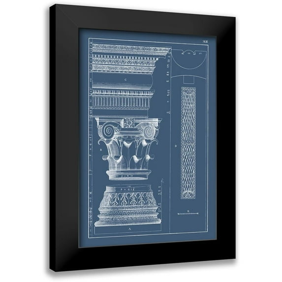 Vision Studio 13x18 Black Modern Framed Museum Art Print Titled - Column and Cornice Blueprint I