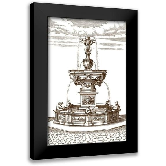 Vision Studio 13x18 Black Modern Framed Museum Art Print Titled - Courtyard Fountain IV