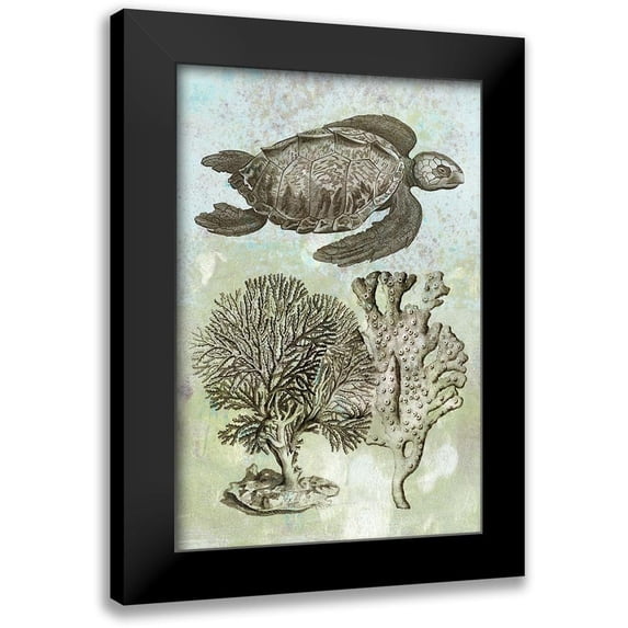 Vision Studio 13x18 Black Modern Framed Museum Art Print Titled - Underwater Sea Turtle I