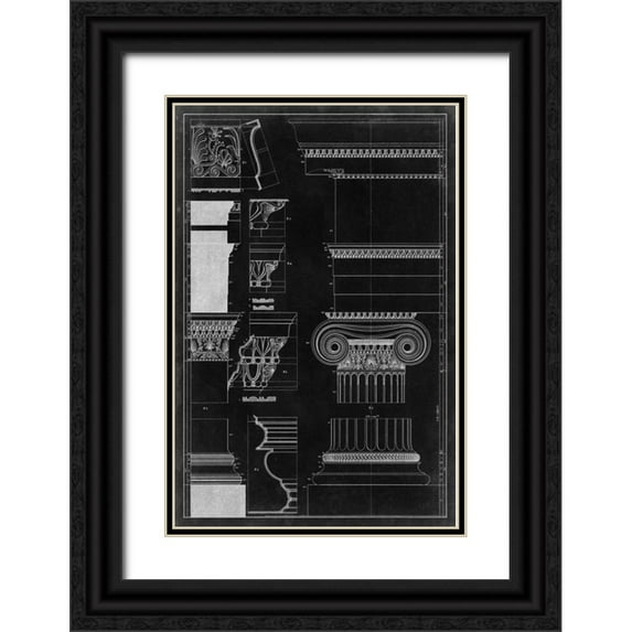 Vision Studio 13x18 Black Ornate Wood Framed with Double Matting Museum Art Print Titled - Graphic Architecture II