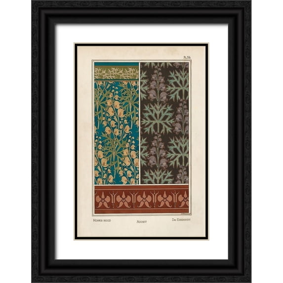 Vision Studio 13x18 Black Ornate Wood Framed with Double Matting Museum Art Print Titled - Nouveau Decorative V