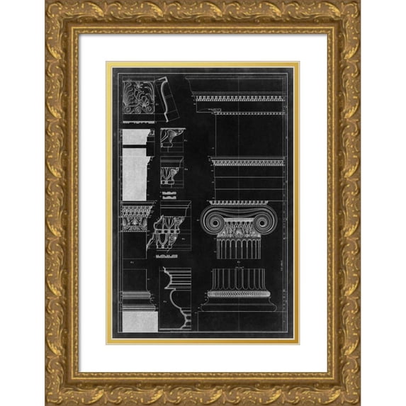 Vision Studio 13x18 Gold Ornate Wood Framed with Double Matting Museum Art Print Titled - Graphic Architecture II