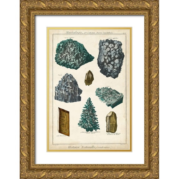 Vision Studio 13x18 Gold Ornate Wood Framed with Double Matting Museum Art Print Titled - Mineralogie II