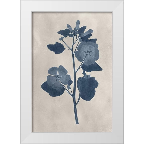 Vision Studio 13x18 White Modern Wood Framed Museum Art Print Titled - Navy Pressed Flowers V