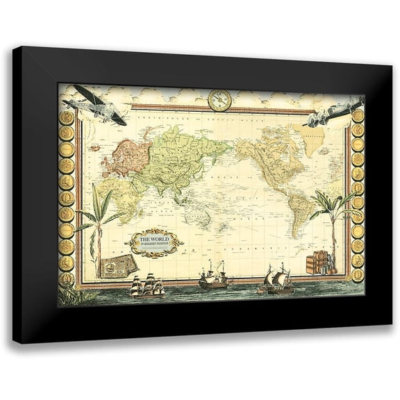 Vision Studio 14x11 Black Modern Framed Museum Art Print Titled - Adventure Map