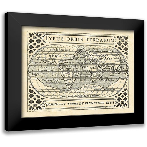Vision Studio 14x11 Black Modern Framed Museum Art Print Titled - Vintage Maps II