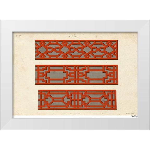 Vision Studio 14x11 White Modern Wood Framed Museum Art Print Titled - Graphic Fretwork I