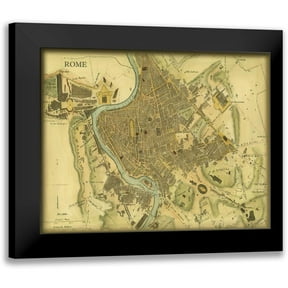 Vision Studio 14x12 Black Modern Framed Museum Art Print Titled - Map of Rome