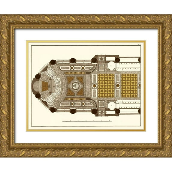Vision Studio 14x12 Gold Ornate Wood Framed with Double Matting Museum Art Print Titled - French Marquetry I