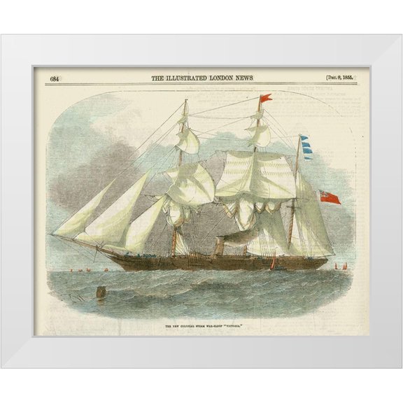 Vision Studio 14x12 White Modern Wood Framed Museum Art Print Titled - Antique Clipper Ship III