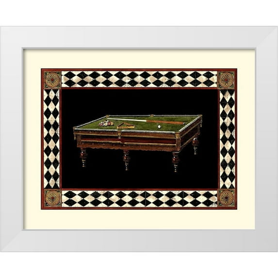 Vision Studio 14x12 White Modern Wood Framed Museum Art Print Titled - Lets Play Billiards I