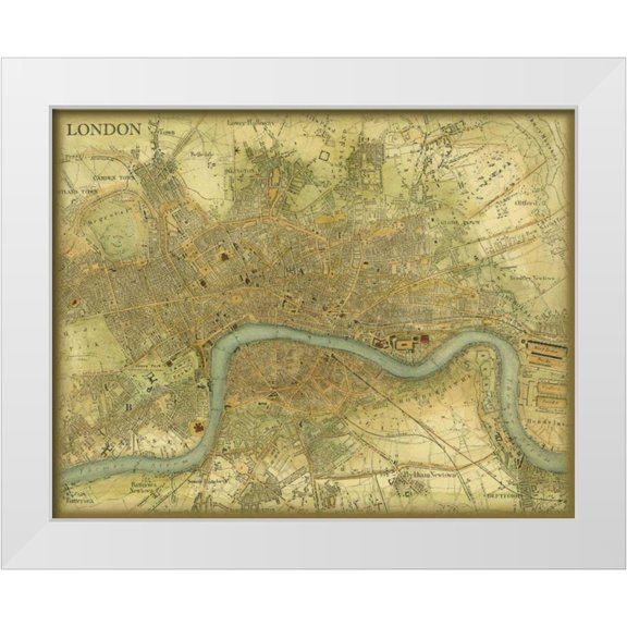 Vision Studio 14x12 White Modern Wood Framed Museum Art Print Titled - Map of London