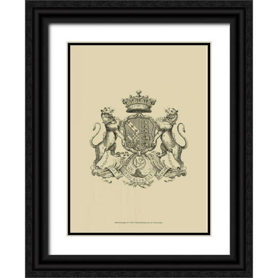 Vision Studio 14x18 Black Ornate Wood Framed with Double Matting Museum Art Print Titled - Heraldry IV