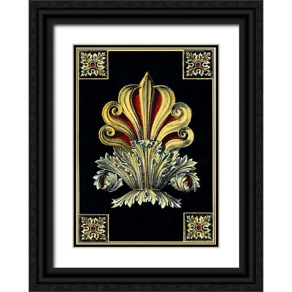 Vision Studio 14x18 Black Ornate Wood Framed with Double Matting Museum Art Print Titled - Petite Finial on Black III