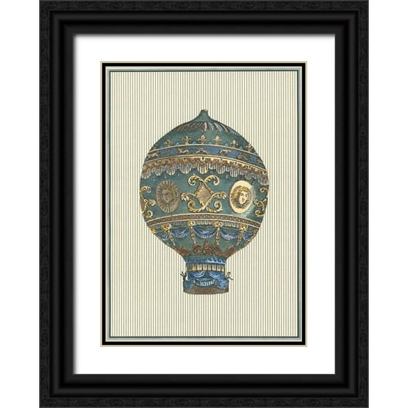 Vision Studio 14x18 Black Ornate Wood Framed with Double Matting Museum Art Print Titled - Vintage Ballooning I