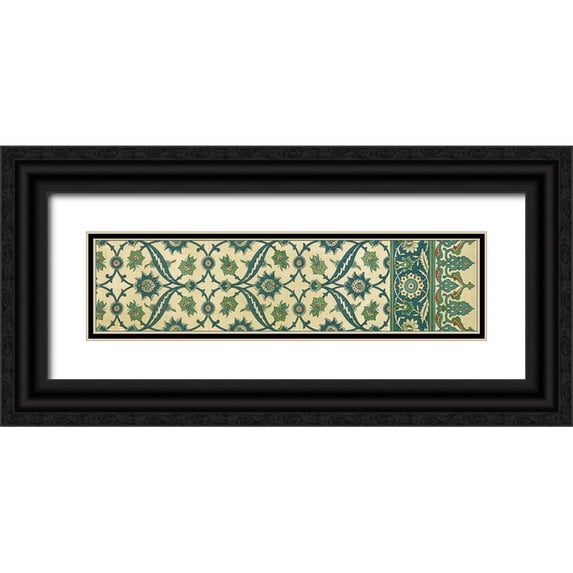 Vision Studio 14x6 Black Ornate Wood Framed with Double Matting Museum Art Print Titled - Panel Arabesque IV