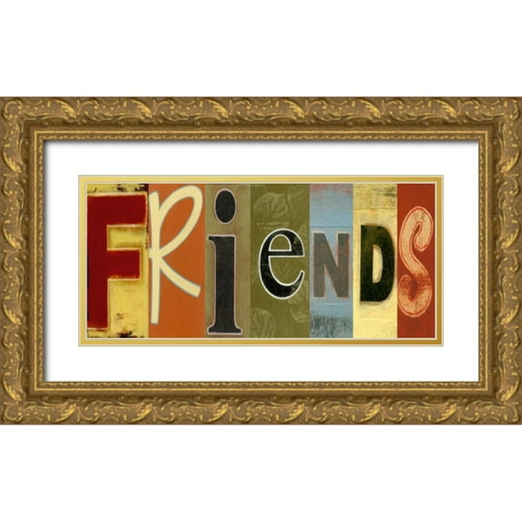 Vision Studio 14x8 Gold Ornate Wood Framed with Double Matting Museum Art Print Titled - Friends Panel
