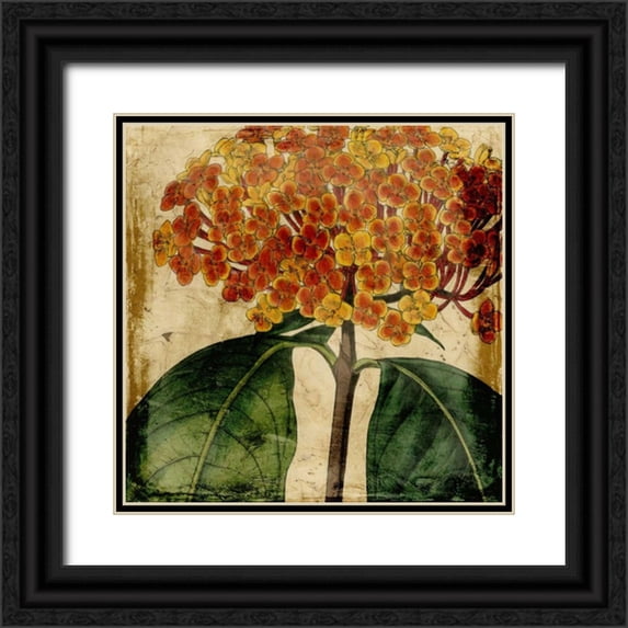 Vision Studio 15x15 Black Ornate Wood Framed with Double Matting Museum Art Print Titled - Vibrant Floral I