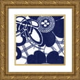 thumbnail image 1 of Vision Studio 15x15 Gold Ornate Wood Framed with Double Matting Museum Art Print Titled - Indigo Floral Katagami III, 1 of 4