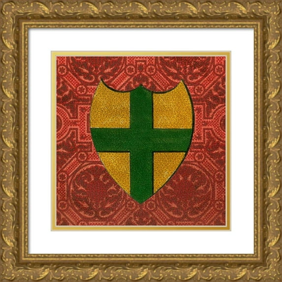 Vision Studio 15x15 Gold Ornate Wood Framed with Double Matting Museum Art Print Titled - Noble Crest I