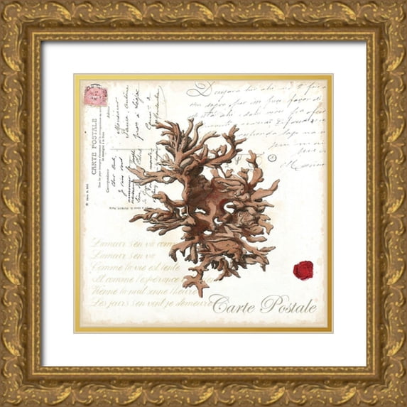 Vision Studio 15x15 Gold Ornate Wood Framed with Double Matting Museum Art Print Titled - Small Romance du Mer III