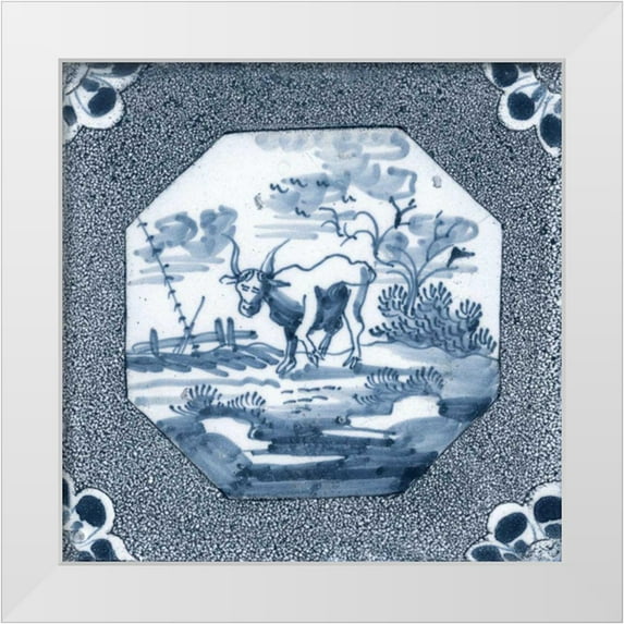 Vision Studio 15x15 White Modern Wood Framed Museum Art Print Titled - Delft Tile III