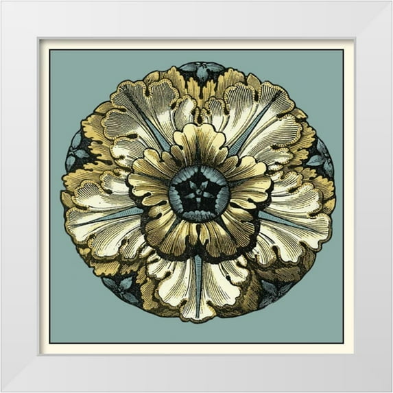 Vision Studio 15x15 White Modern Wood Framed Museum Art Print Titled - Floral Medallion V