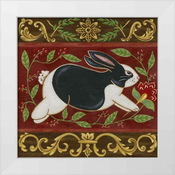 Vision Studio 15x15 White Modern Wood Framed Museum Art Print Titled - Folk Rabbit II