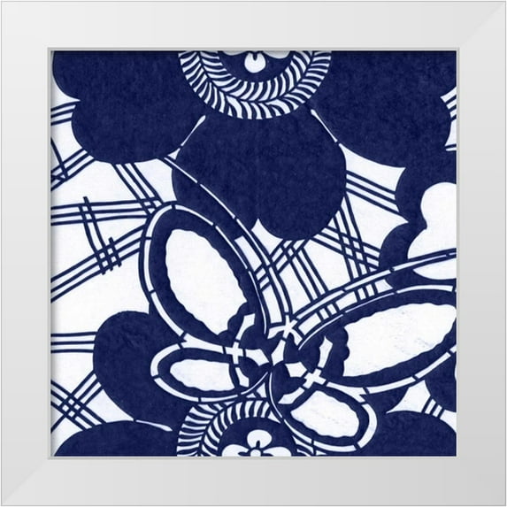 Vision Studio 15x15 White Modern Wood Framed Museum Art Print Titled - Indigo Floral Katagami I