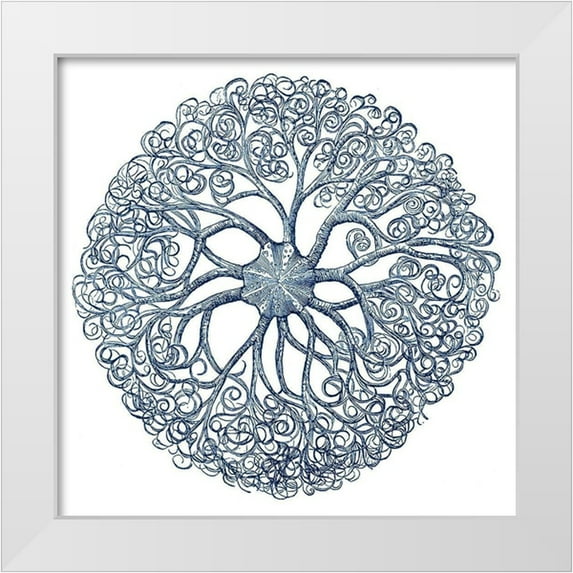 Vision Studio 15x15 White Modern Wood Framed Museum Art Print Titled - Navy Ocean Gems I