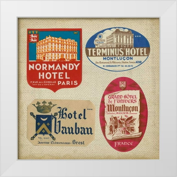 Vision Studio 15x15 White Modern Wood Framed Museum Art Print Titled - Vintage Travel Collage III