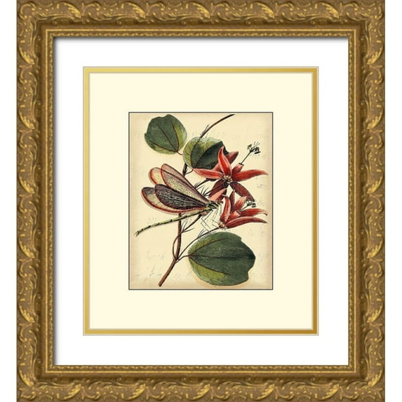 Vision Studio 15x17 Gold Ornate Wood Framed with Double Matting Museum Art Print Titled - Petite Dragonflies III