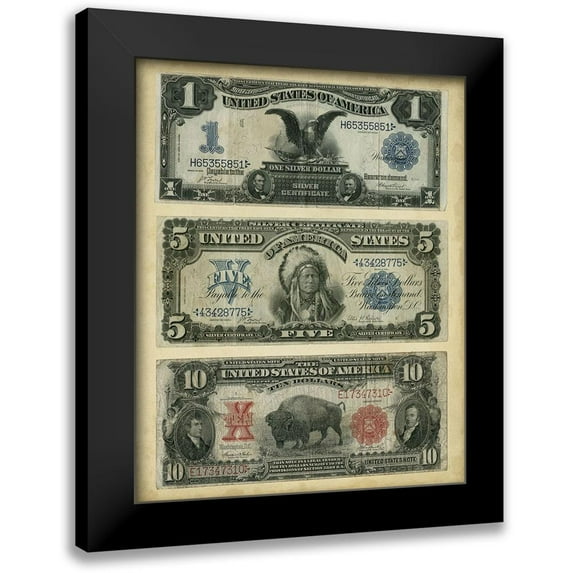 Vision Studio 15x18 Black Modern Framed Museum Art Print Titled - Antique Currency VI