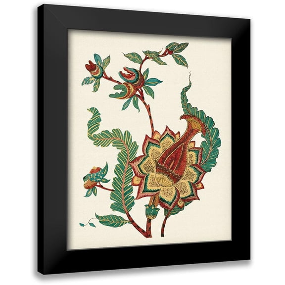 Vision Studio 15x18 Black Modern Framed Museum Art Print Titled - Jacobean Floral I